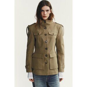 ZARA ARMY STYLE TABBED JACKET WITH SHOULDER TABS AND POCKETS